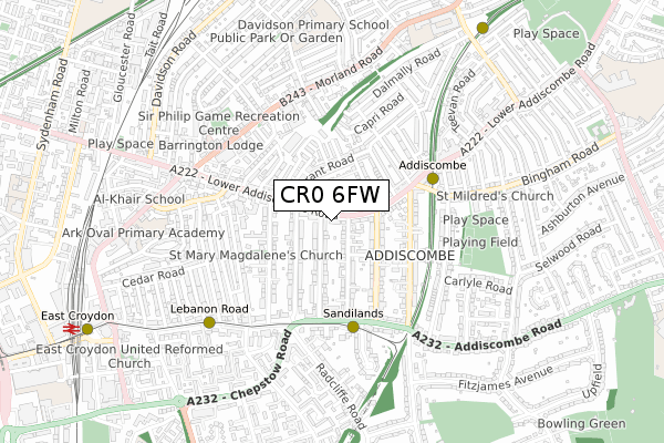 CR0 6FW map - small scale - OS Open Zoomstack (Ordnance Survey)