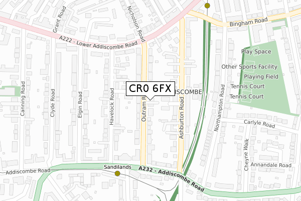 CR0 6FX map - large scale - OS Open Zoomstack (Ordnance Survey)