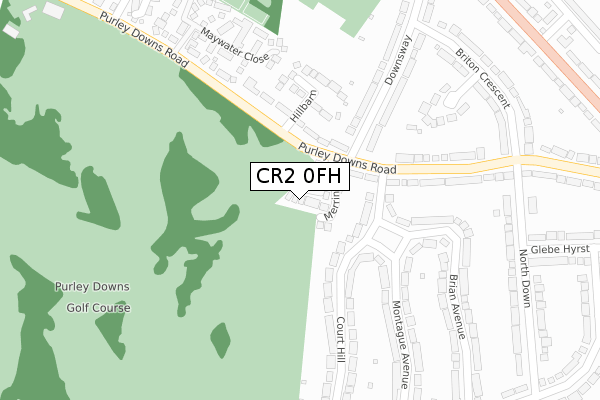 CR2 0FH map - large scale - OS Open Zoomstack (Ordnance Survey)