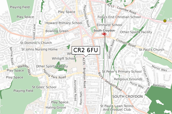 CR2 6FU map - small scale - OS Open Zoomstack (Ordnance Survey)