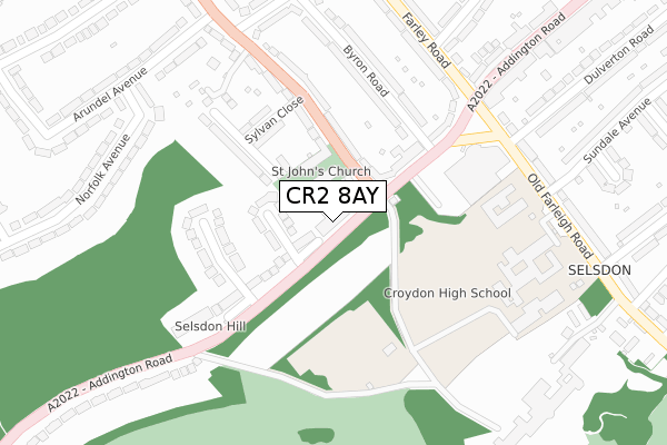 CR2 8AY map - large scale - OS Open Zoomstack (Ordnance Survey)