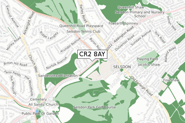 CR2 8AY map - small scale - OS Open Zoomstack (Ordnance Survey)