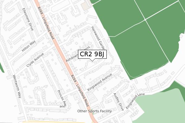 CR2 9BJ map - large scale - OS Open Zoomstack (Ordnance Survey)