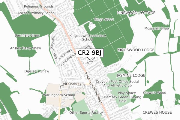 CR2 9BJ map - small scale - OS Open Zoomstack (Ordnance Survey)