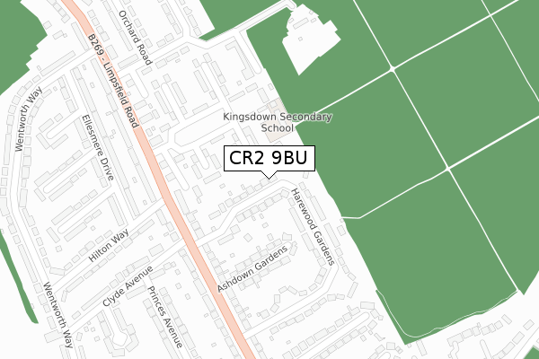 CR2 9BU map - large scale - OS Open Zoomstack (Ordnance Survey)