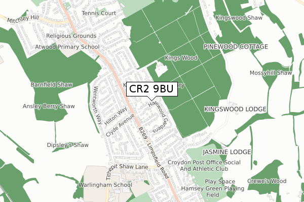 CR2 9BU map - small scale - OS Open Zoomstack (Ordnance Survey)