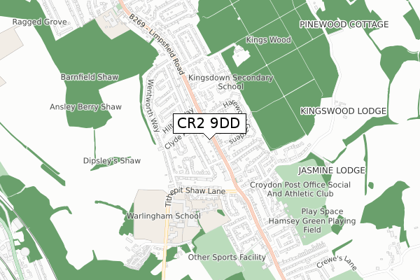 CR2 9DD map - small scale - OS Open Zoomstack (Ordnance Survey)