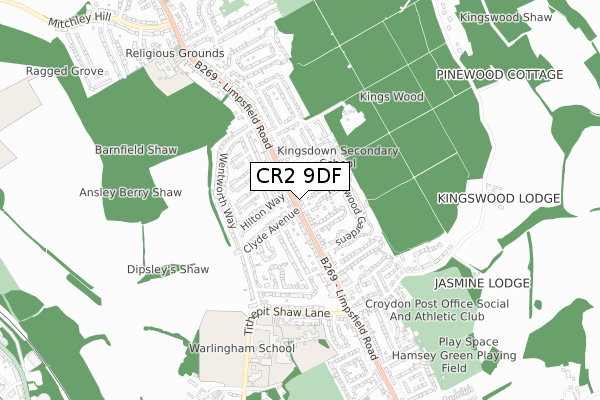 CR2 9DF map - small scale - OS Open Zoomstack (Ordnance Survey)