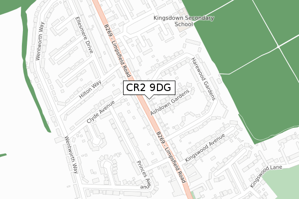 CR2 9DG map - large scale - OS Open Zoomstack (Ordnance Survey)