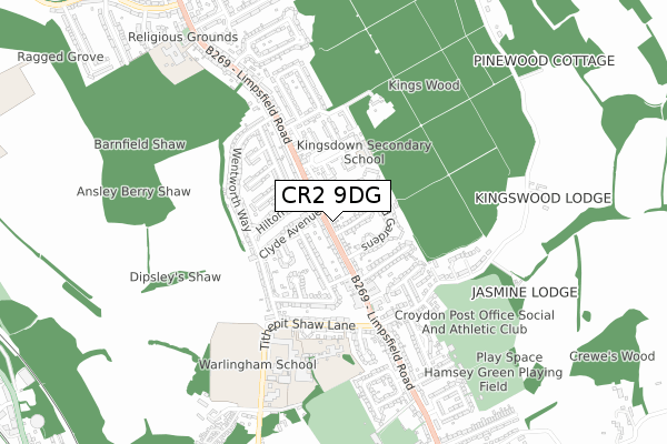 CR2 9DG map - small scale - OS Open Zoomstack (Ordnance Survey)