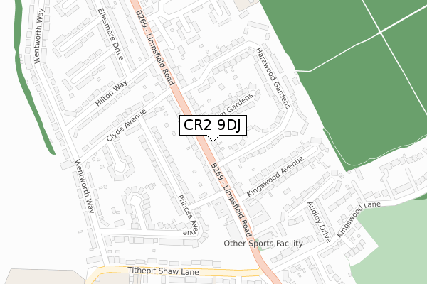 CR2 9DJ map - large scale - OS Open Zoomstack (Ordnance Survey)