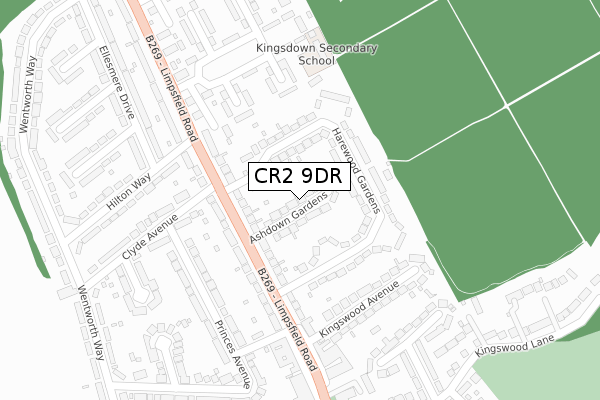 CR2 9DR map - large scale - OS Open Zoomstack (Ordnance Survey)