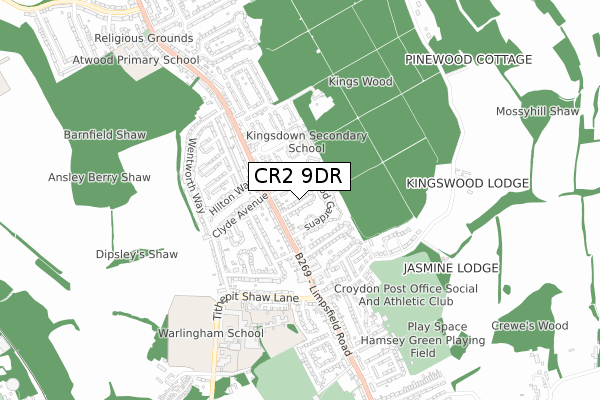 CR2 9DR map - small scale - OS Open Zoomstack (Ordnance Survey)