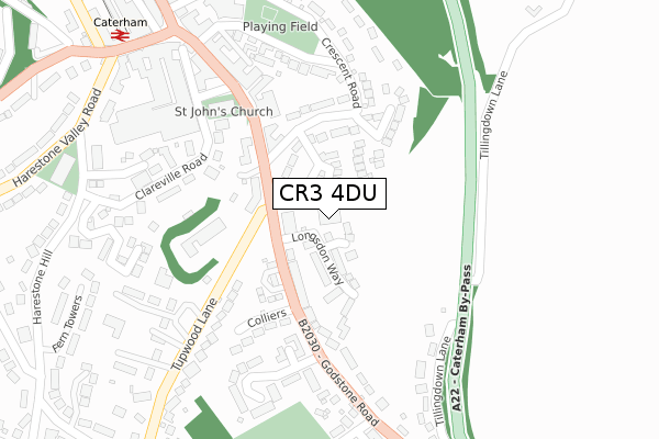 CR3 4DU map - large scale - OS Open Zoomstack (Ordnance Survey)