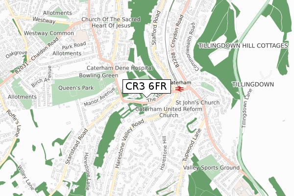 CR3 6FR map - small scale - OS Open Zoomstack (Ordnance Survey)