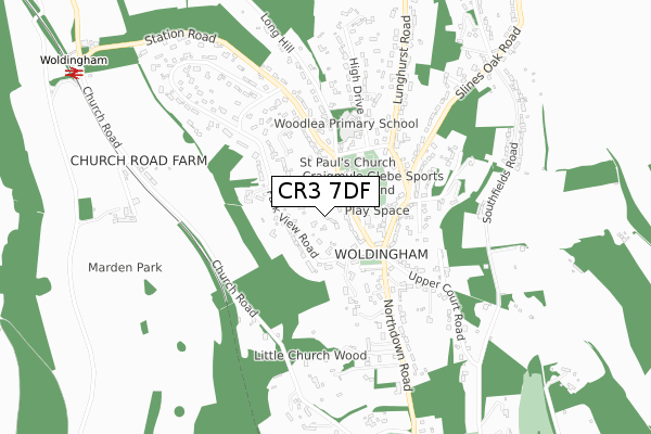 CR3 7DF map - small scale - OS Open Zoomstack (Ordnance Survey)