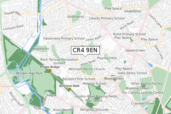 CR4 9EN map - small scale - OS Open Zoomstack (Ordnance Survey)