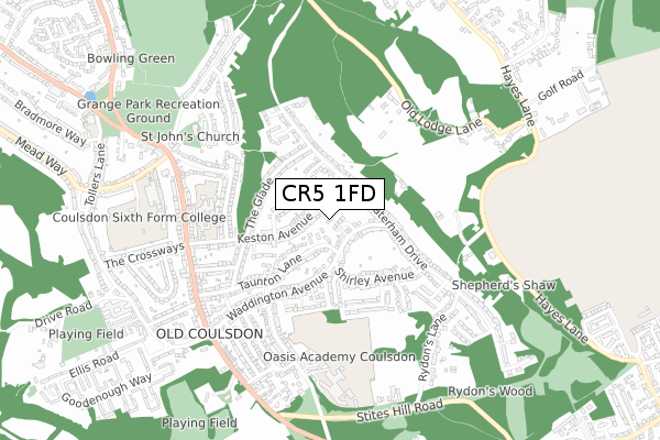CR5 1FD map - small scale - OS Open Zoomstack (Ordnance Survey)