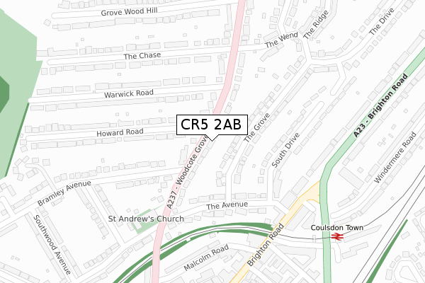 CR5 2AB map - large scale - OS Open Zoomstack (Ordnance Survey)