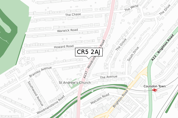 CR5 2AJ map - large scale - OS Open Zoomstack (Ordnance Survey)