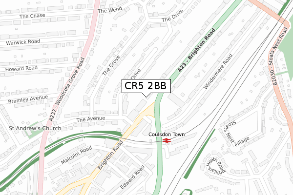 CR5 2BB map - large scale - OS Open Zoomstack (Ordnance Survey)