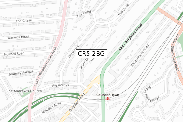 CR5 2BG map - large scale - OS Open Zoomstack (Ordnance Survey)