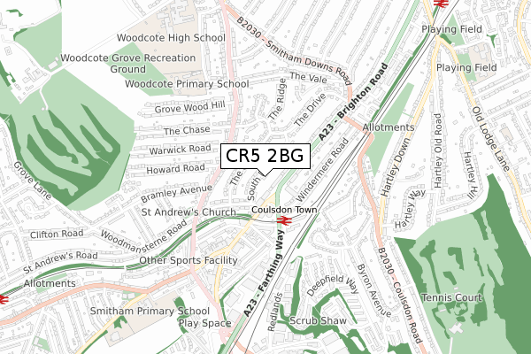 CR5 2BG map - small scale - OS Open Zoomstack (Ordnance Survey)