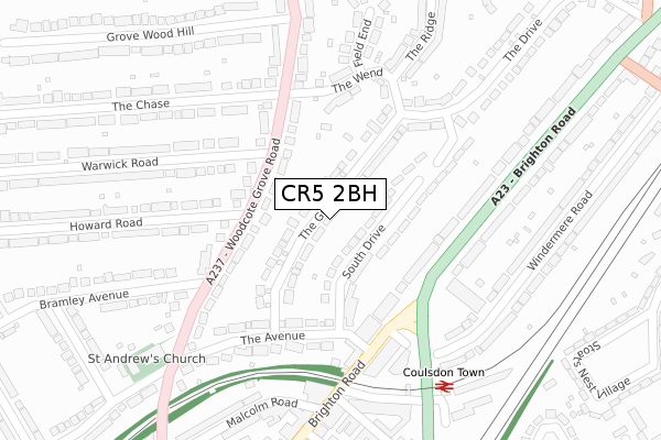 CR5 2BH map - large scale - OS Open Zoomstack (Ordnance Survey)