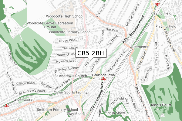 CR5 2BH map - small scale - OS Open Zoomstack (Ordnance Survey)