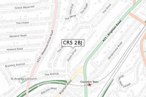 CR5 2BJ map - large scale - OS Open Zoomstack (Ordnance Survey)