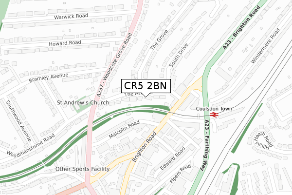 CR5 2BN map - large scale - OS Open Zoomstack (Ordnance Survey)