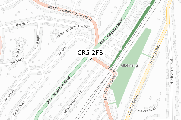 CR5 2FB map - large scale - OS Open Zoomstack (Ordnance Survey)