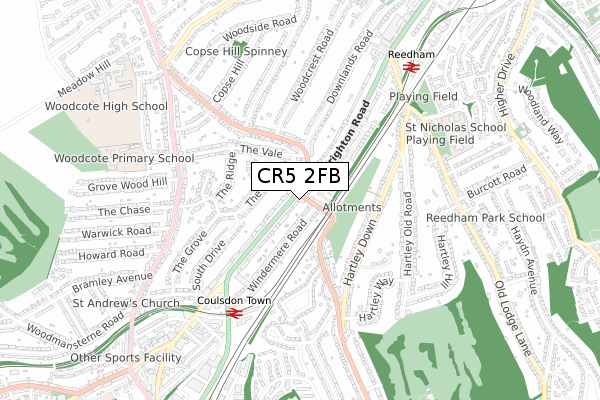 CR5 2FB map - small scale - OS Open Zoomstack (Ordnance Survey)