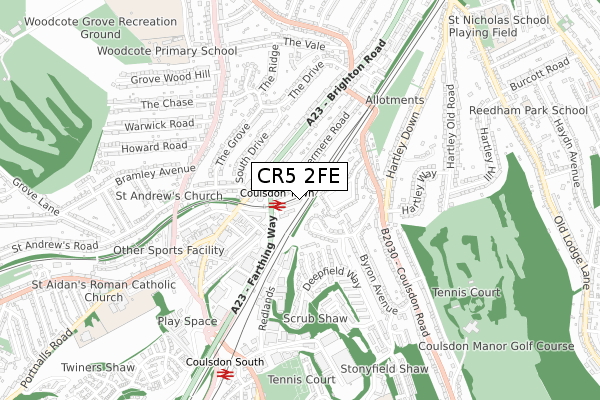 CR5 2FE map - small scale - OS Open Zoomstack (Ordnance Survey)