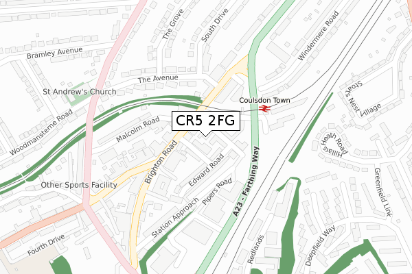 CR5 2FG map - large scale - OS Open Zoomstack (Ordnance Survey)