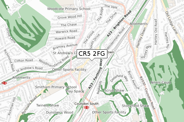 CR5 2FG map - small scale - OS Open Zoomstack (Ordnance Survey)