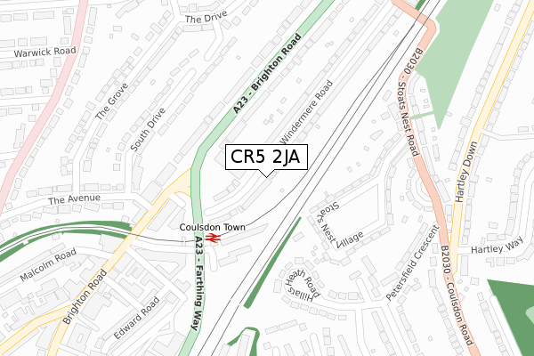 CR5 2JA map - large scale - OS Open Zoomstack (Ordnance Survey)