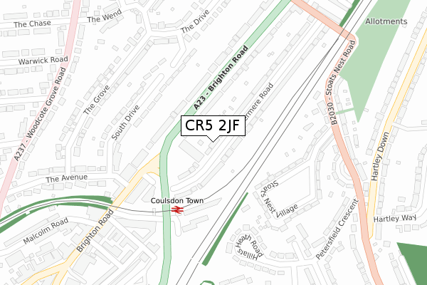 CR5 2JF map - large scale - OS Open Zoomstack (Ordnance Survey)