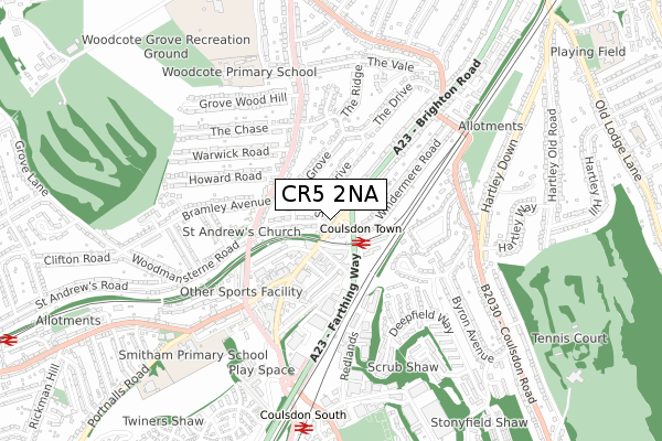 CR5 2NA map - small scale - OS Open Zoomstack (Ordnance Survey)