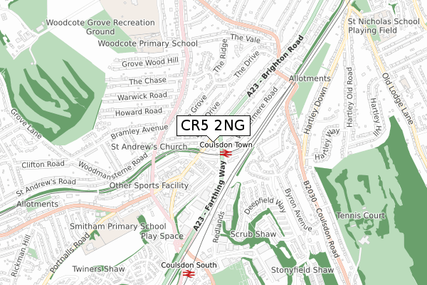 CR5 2NG map - small scale - OS Open Zoomstack (Ordnance Survey)