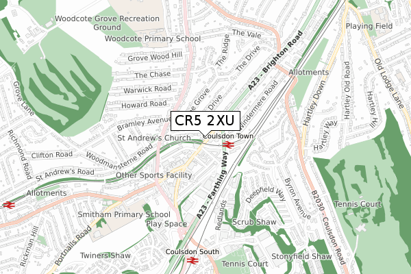 CR5 2XU map - small scale - OS Open Zoomstack (Ordnance Survey)