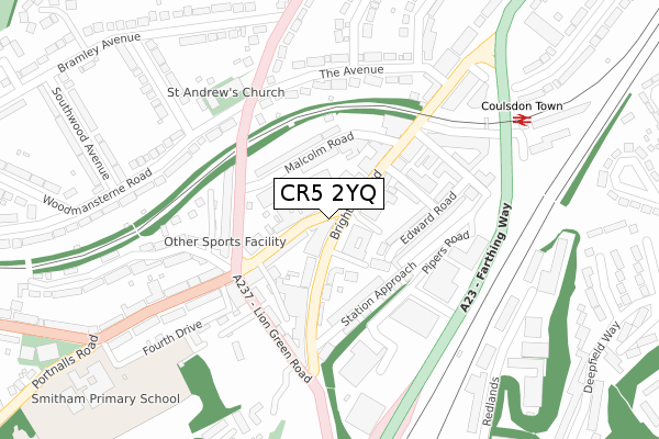 CR5 2YQ map - large scale - OS Open Zoomstack (Ordnance Survey)