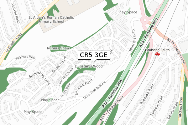 CR5 3GE map - large scale - OS Open Zoomstack (Ordnance Survey)