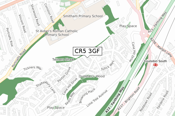 CR5 3GF map - large scale - OS Open Zoomstack (Ordnance Survey)