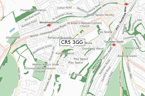 CR5 3GG map - small scale - OS Open Zoomstack (Ordnance Survey)