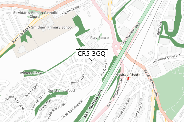 CR5 3GQ map - large scale - OS Open Zoomstack (Ordnance Survey)