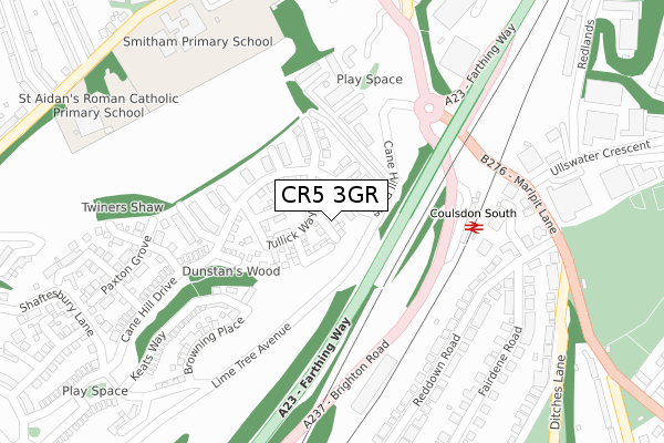 CR5 3GR map - large scale - OS Open Zoomstack (Ordnance Survey)