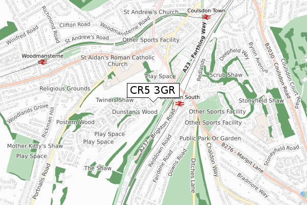 CR5 3GR map - small scale - OS Open Zoomstack (Ordnance Survey)