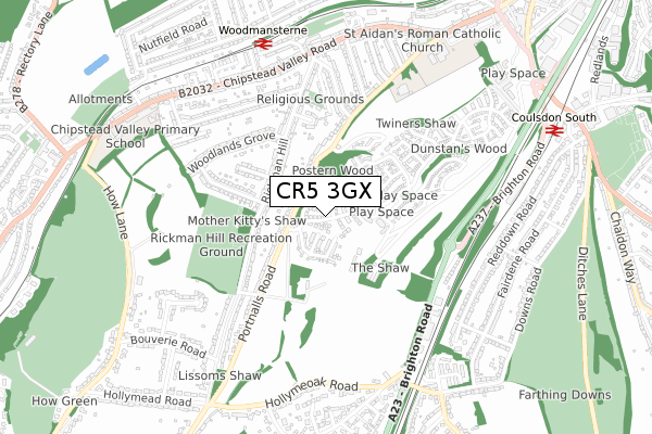 CR5 3GX map - small scale - OS Open Zoomstack (Ordnance Survey)