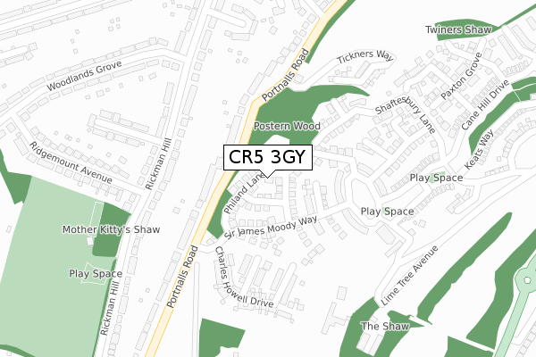 CR5 3GY map - large scale - OS Open Zoomstack (Ordnance Survey)